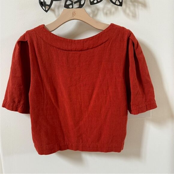 Eve Gravel Cantoier Linen Blend Blouse in Rubis S - Picture 5 of 8